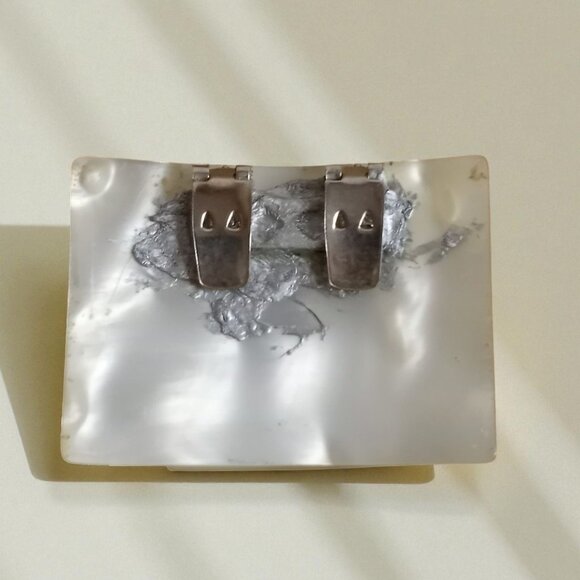 Vintage 1930s-1940s Mother of Pearl Rhinestone Dress or Shoe Clips Set of 2 - Picture 6 of 9